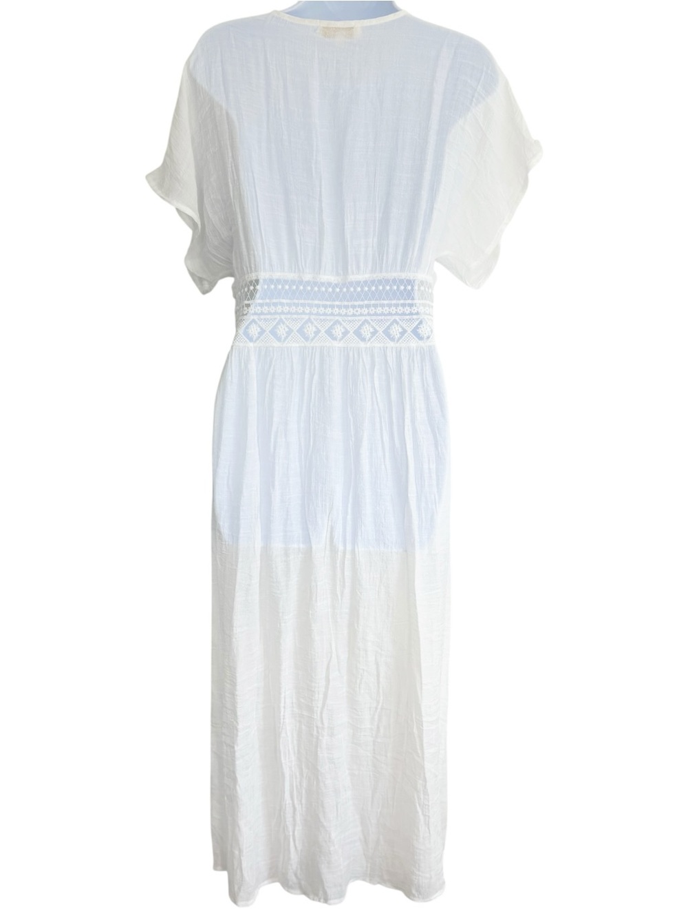 REBELLION White Lace Crochet Beach Cover Up Kimono Duster Tie Front - Picture 4 of 10